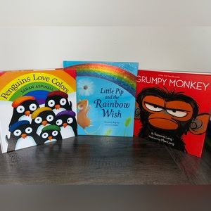 Grumpy Monkey, Penguins Love Colors, Pip & The Rainbow Wish Children’s Books